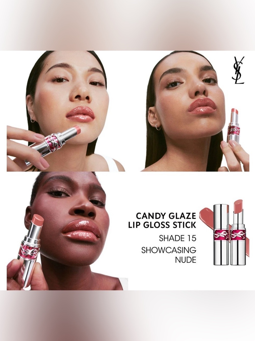 YSL Loveshine Candy Glaze Lip Gloss Stick in Showcasing Nude - Picture 4 of 12